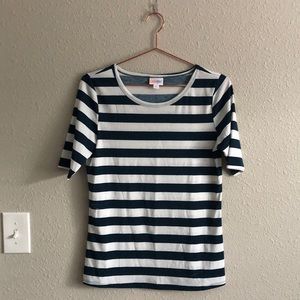 LuLaRoe Gigi Dark Teal Striped Top Size Medium